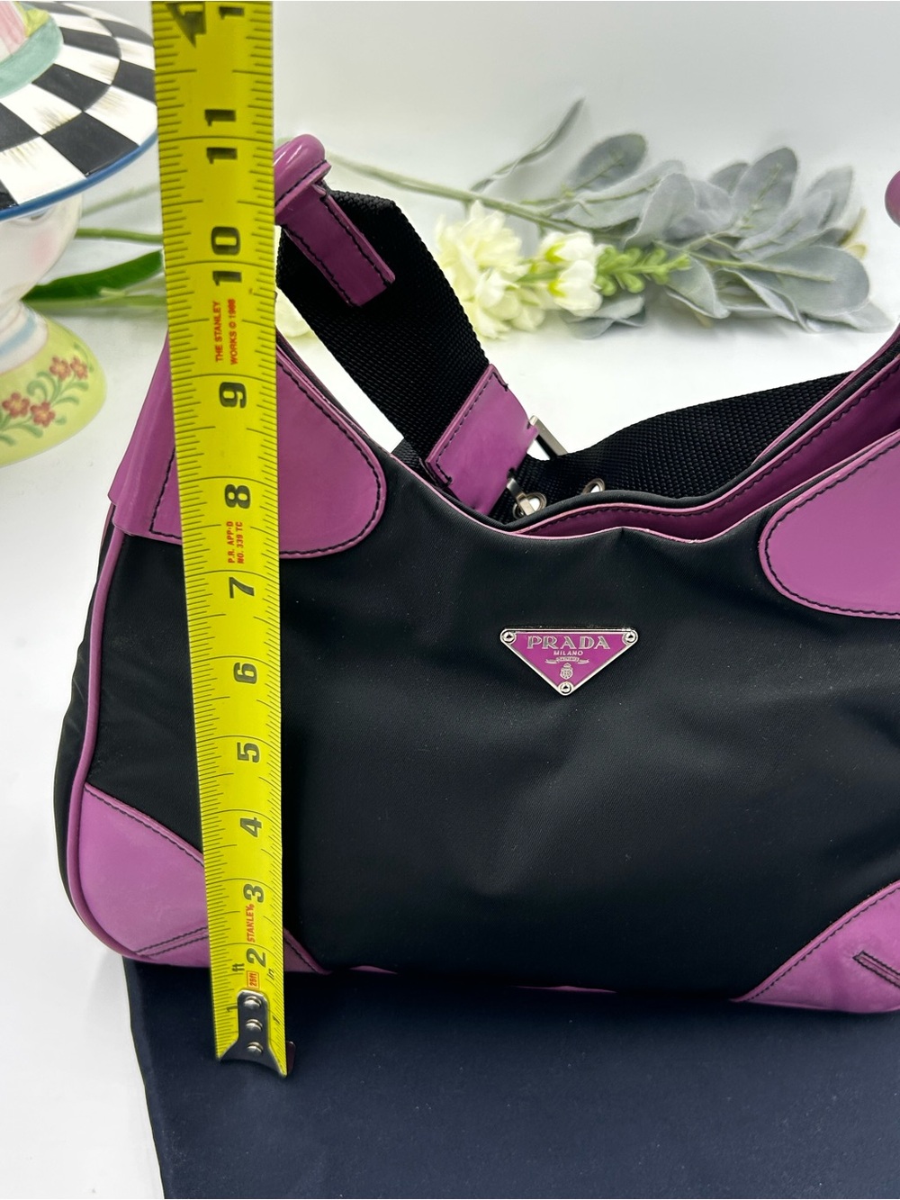 Women's Prada TESSUTO nylon/Leather shoulder Bag made in Italy . PRISTINE - Picture 11 of 12
